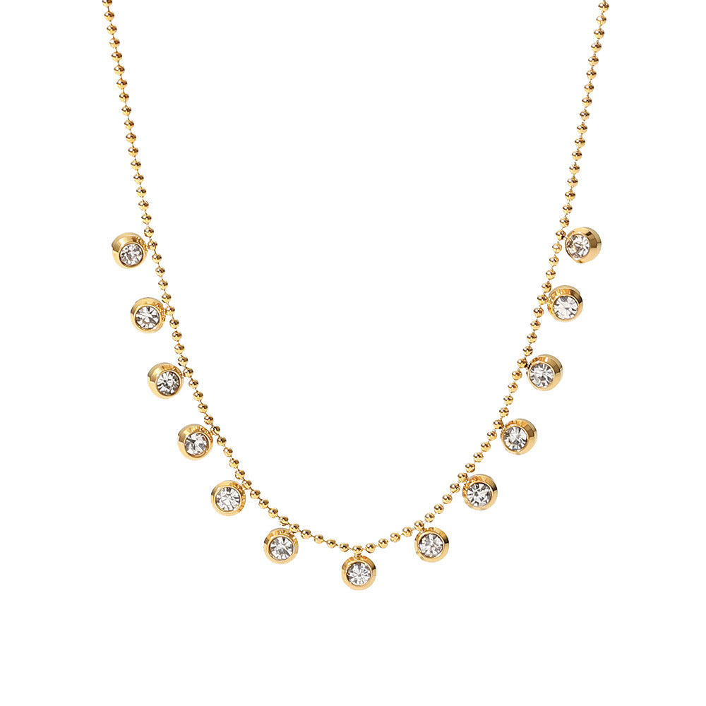 Collier zircon blanc, acier titane