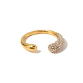 Bague ouverte zircon blanc, acier inoxydable