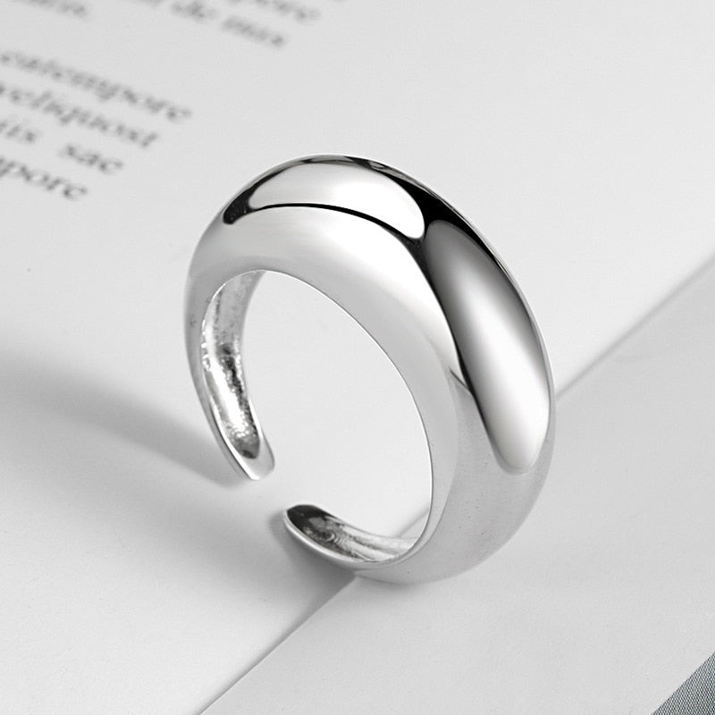 Bague ouverte arc géométrique, argent
