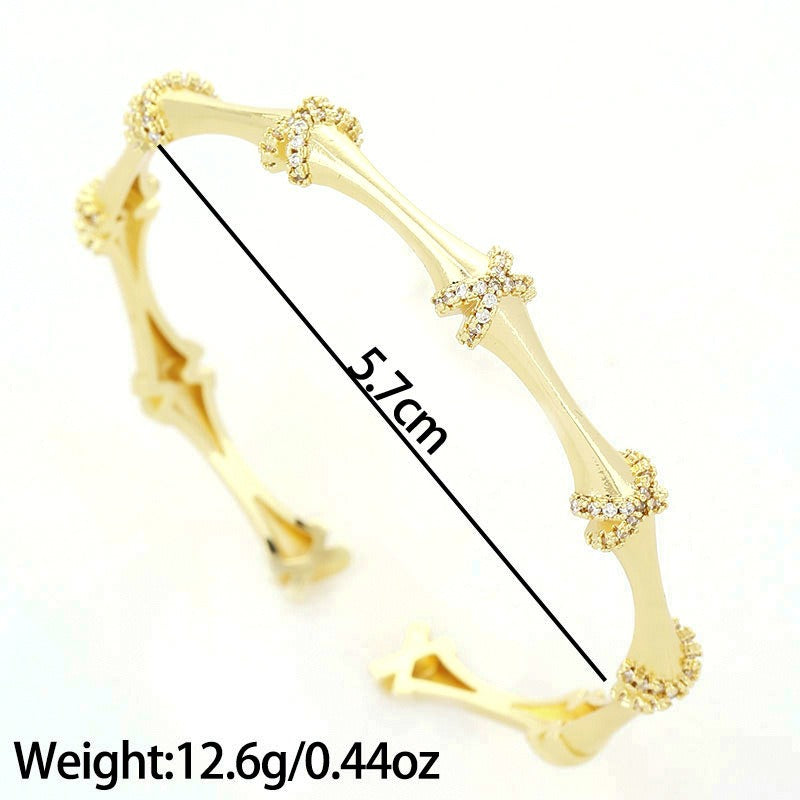 Bracelet ouvert squelette zircon, cuivre