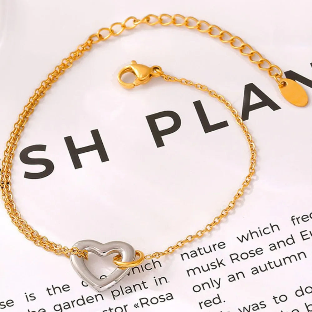 Bracelet cœur, plaqué or 18 carats fin