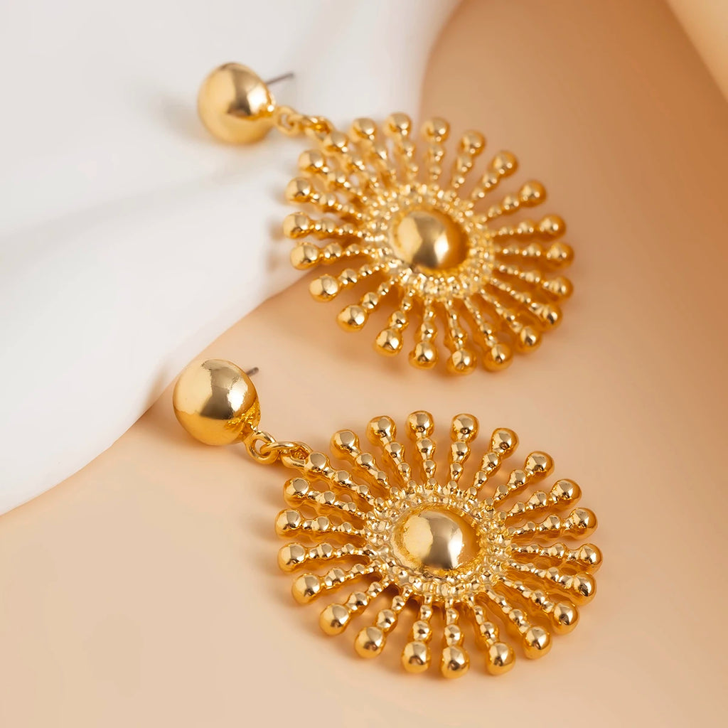 Boucles d'oreilles pendantes tournesol rondes, style gothique
