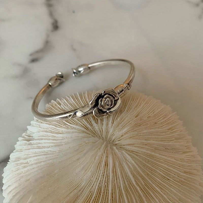 Bracelet frangé cœur rétro, argent 925