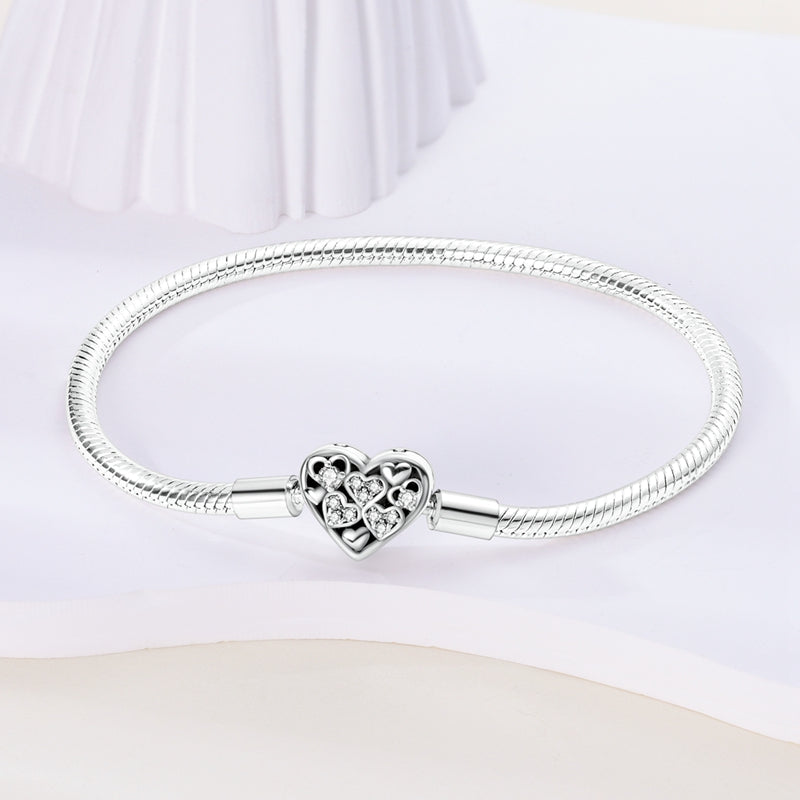 Bracelet cœur perlé, argent 925