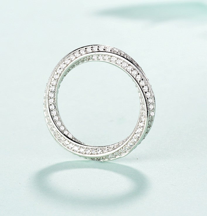 Bague sertie de zircons, argent 925