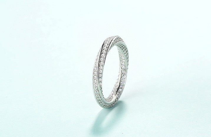 Bague sertie de zircons, argent 925