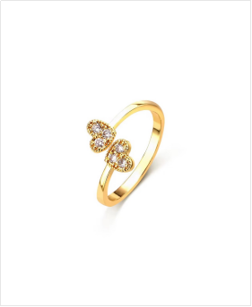 Bague cœur, plaquée or 18 carats, laiton