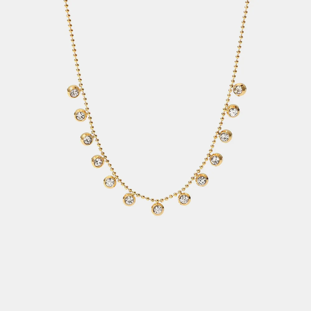 Collier zircon blanc, acier titane