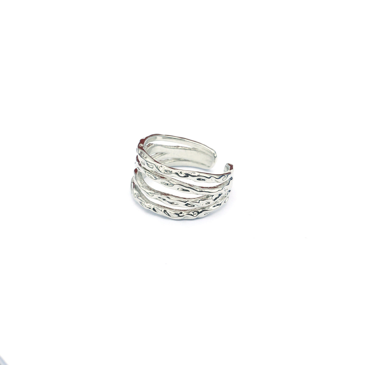 Bague ouverte effet lave irrégulière