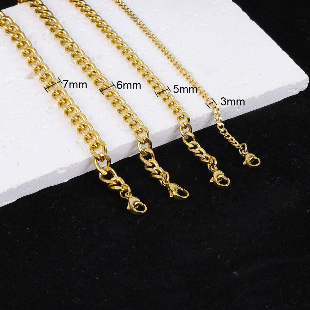Collier chaîne cubaine épaisse, plaqué or
