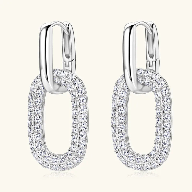 Boucles d'oreilles moissanite 2,16 carats, argent 925