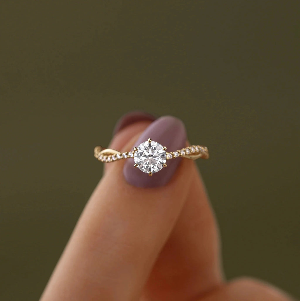 Bague vague tressée zircon, argent 925