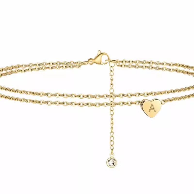 Bracelet de cheville lettre cœur
