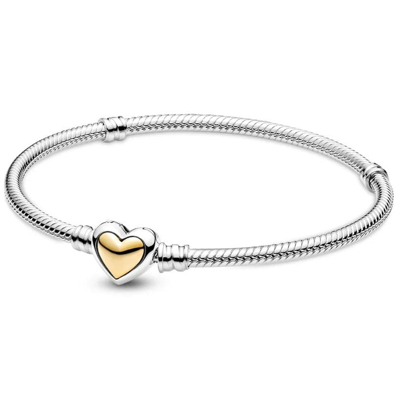 Bracelet chaîne serpent fermoir cœur doré