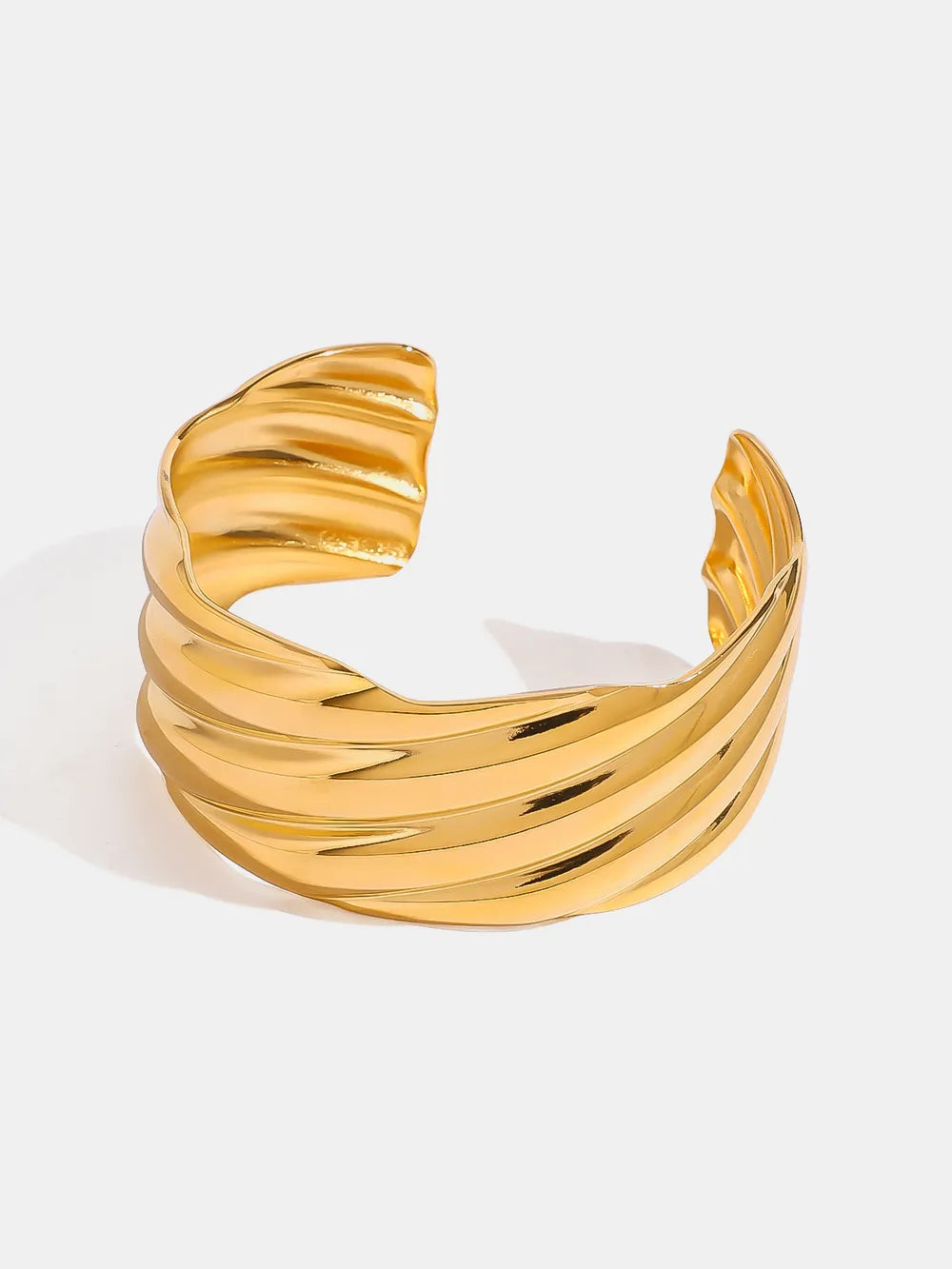 Bague ouverte, plaquée or 18 carats, acier inoxydable