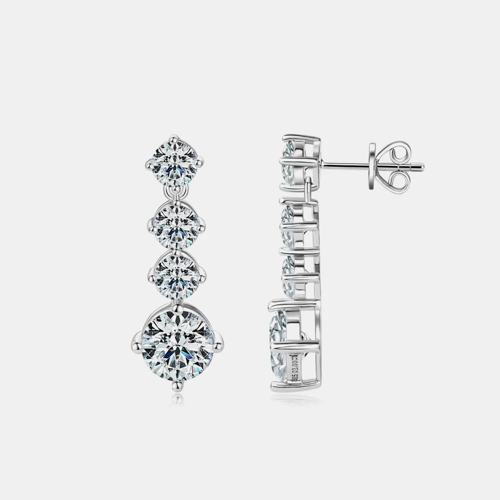 Boucles d'oreilles moissanite 4 carats, argent 925