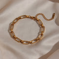 Bracelet chaîne ajourée géométrique, acier inoxydable doré