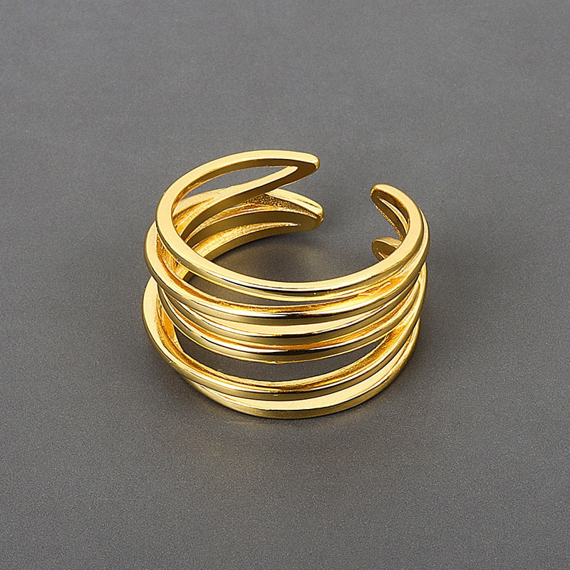 Bague de mariage multi-rangs enroulée, argent