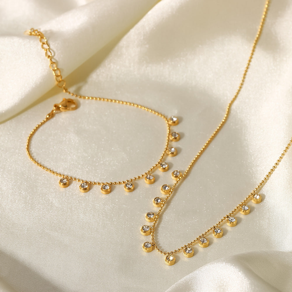 Collier zircon blanc, acier titane