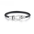 Bracelet jonc torsadé mixte, acier titane