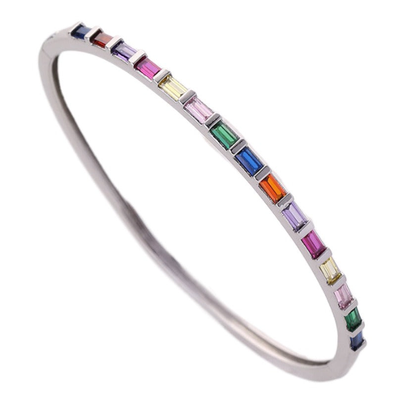 Bracelet gros zircon coloré, cuivre