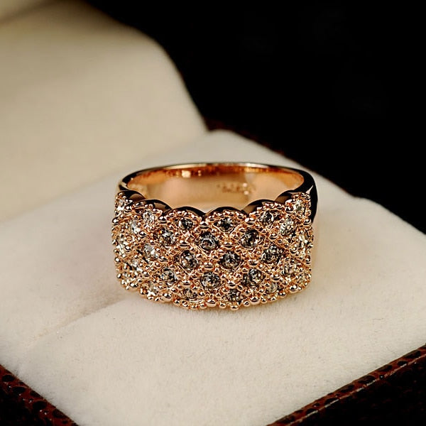 Bague large scintillante bicolore