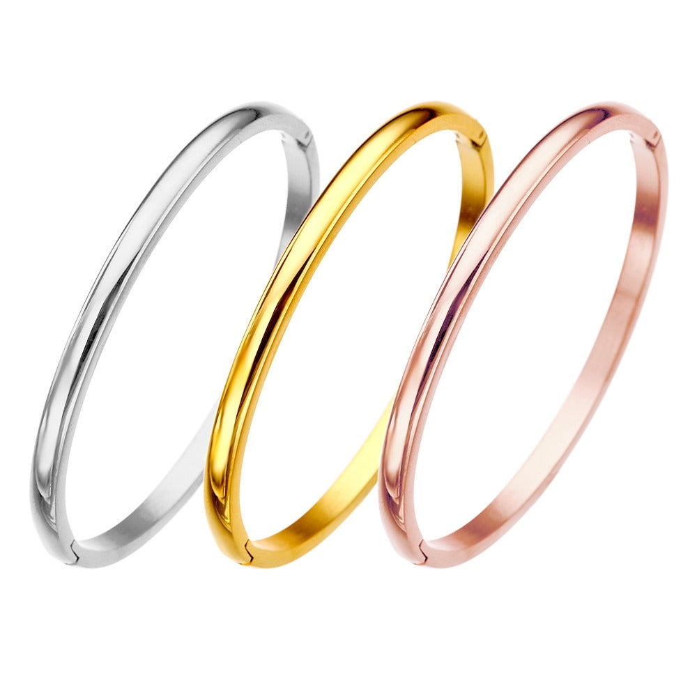 Bracelet boucle courbe lisse, acier inoxydable