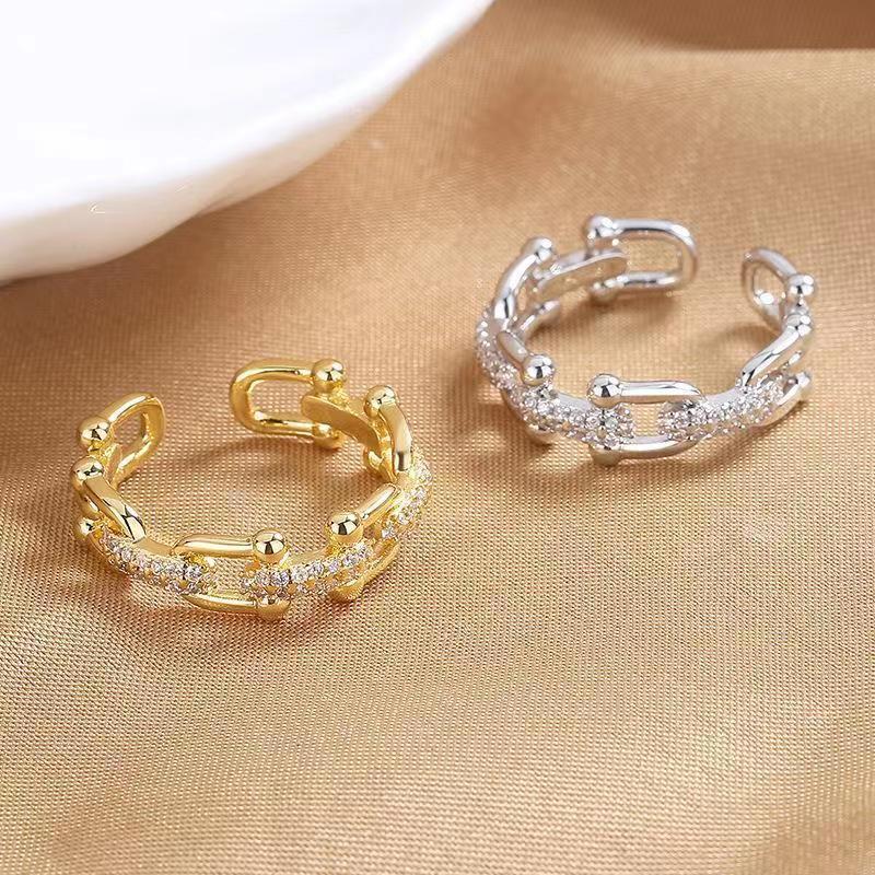 Bague chaîne zircon serti