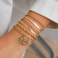 Set de bracelets pendentif rond, chaîne serpent