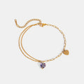 Bracelet de cheville cœur cristal, acier inoxydable