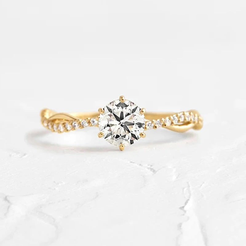 Bague vague tressée zircon, argent 925