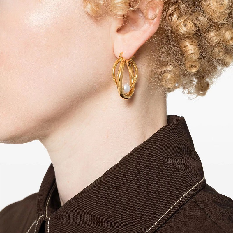 Boucles d'oreilles rétro géométriques irrégulières, style européen
