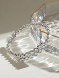 Bracelet zircon serti, acier inoxydable fin