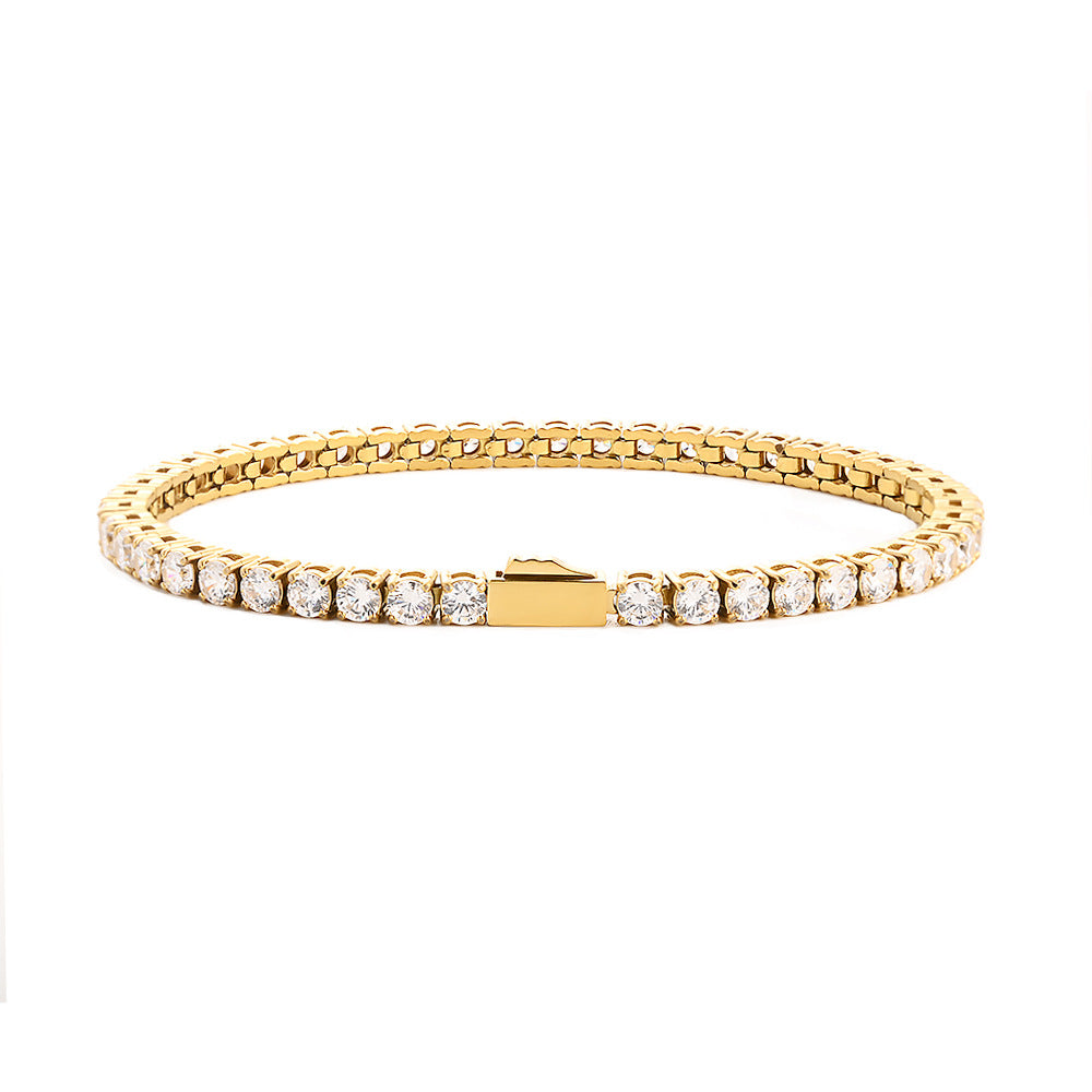 Bracelet chaîne tennis 3-5mm zircon, style hip-hop