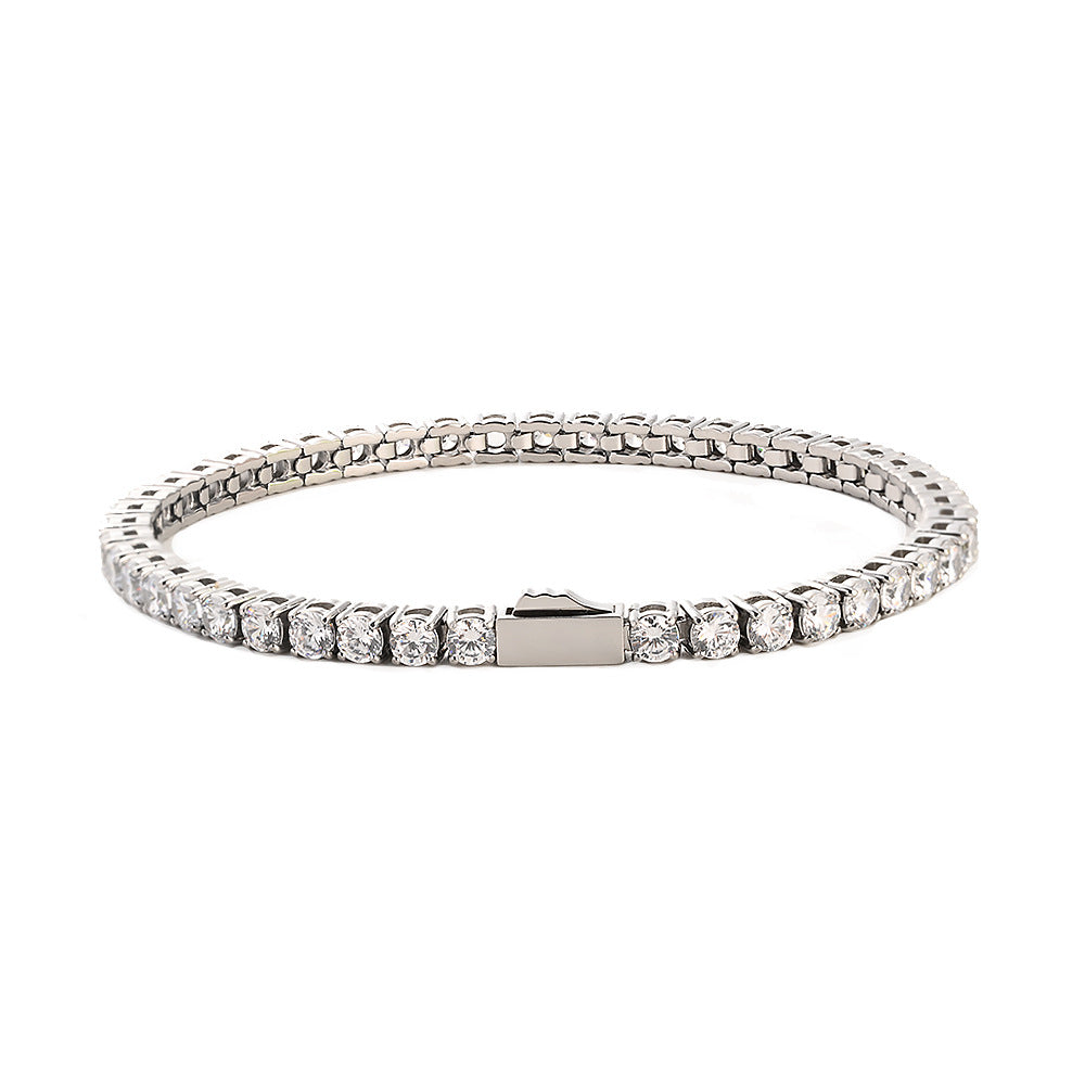 Bracelet chaîne tennis 3-5mm zircon, style hip-hop