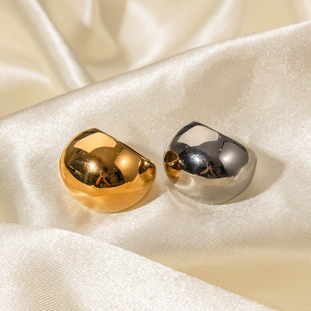 Bague boule texturée, métal