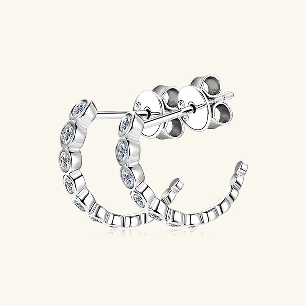 Créoles en C moissanite, argent 925
