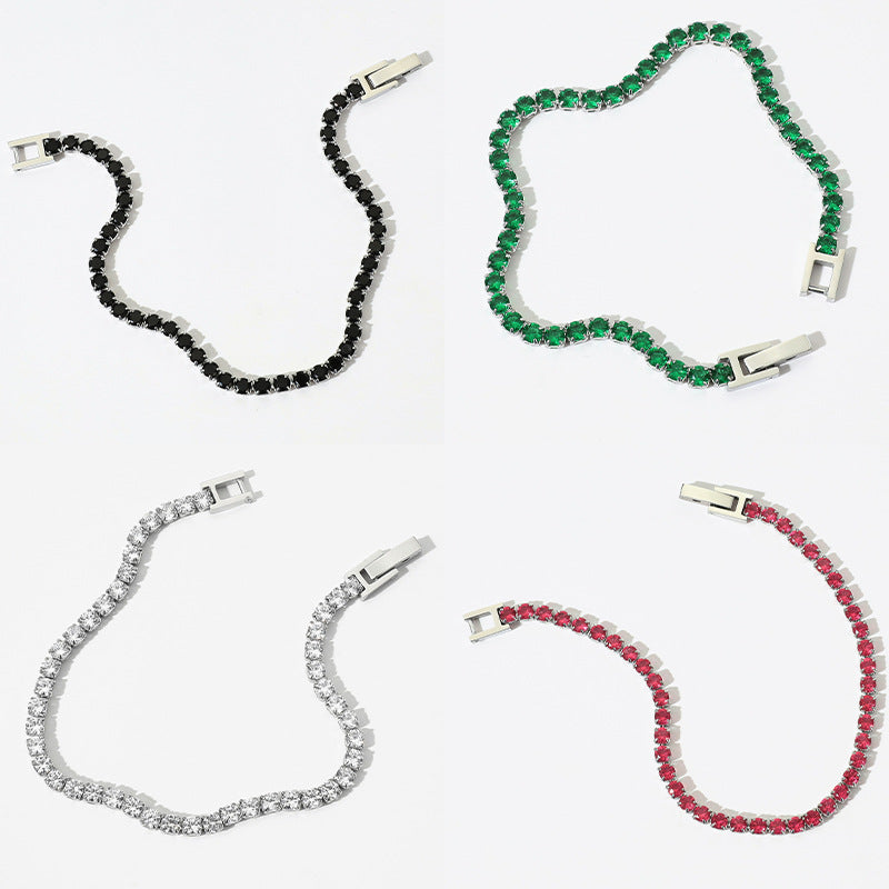 Bracelet chaîne tennis zircon, plaqué or 18 carats