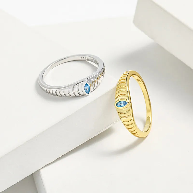 Bague zircon serti, argent 925