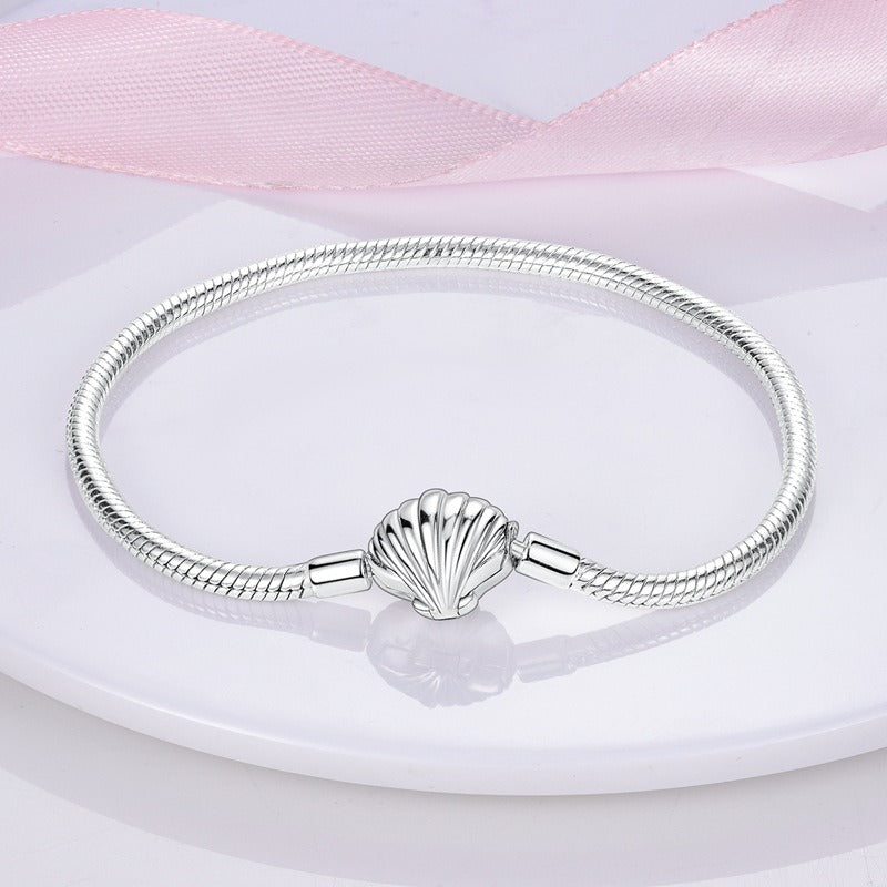 Bracelet/collier pendentifs œil et coquillage, argent 925