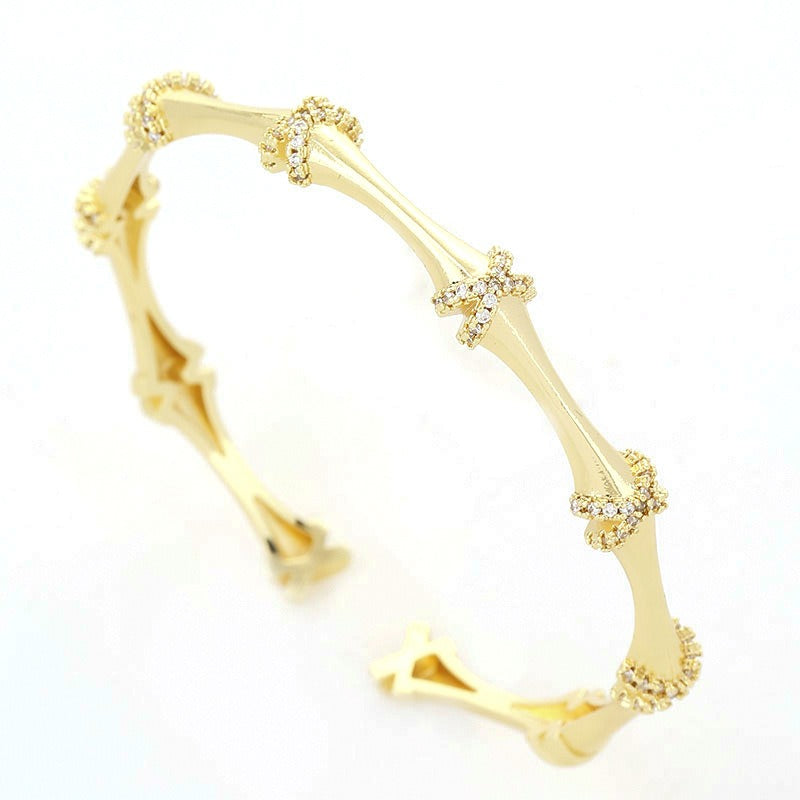 Bracelet ouvert squelette zircon, cuivre