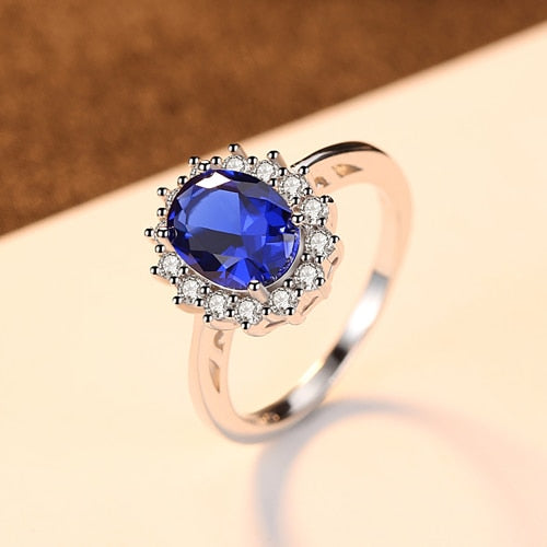 Bague saphir bleu style royal, argent 925