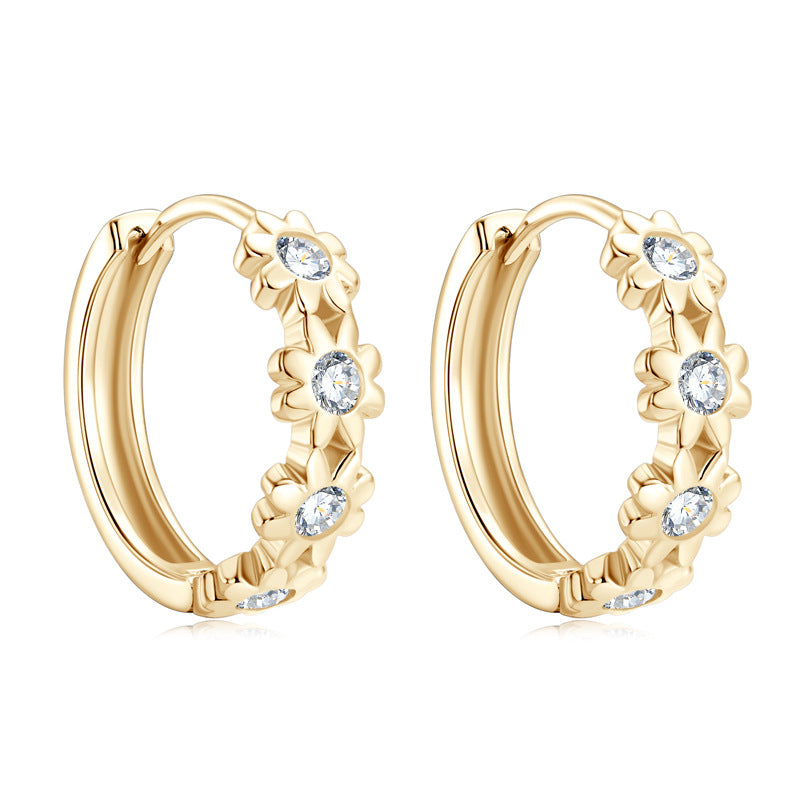 Boucles d'oreilles marguerite moissanite