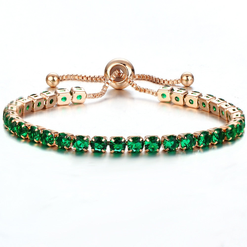 Bracelet chaîne tennis zircon 4mm, doré/argenté