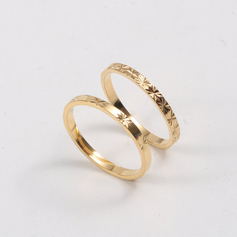 Bague brillante, acier titane plaqué or 18 carats