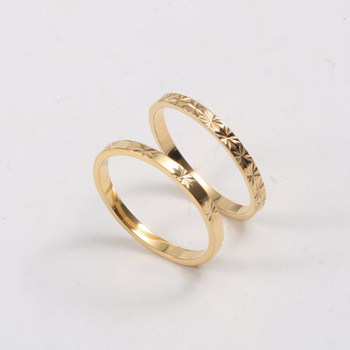 Bague brillante, acier titane plaqué or 18 carats