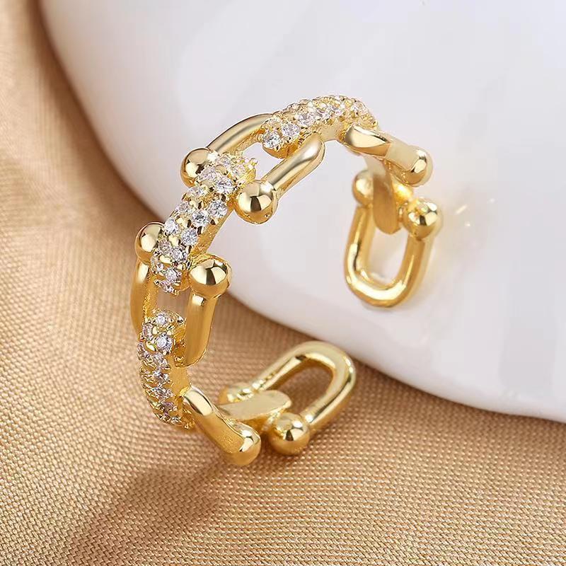 Bague chaîne zircon serti