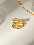 Bague ouverte lignes irrégulières, plaqué or 18 carats