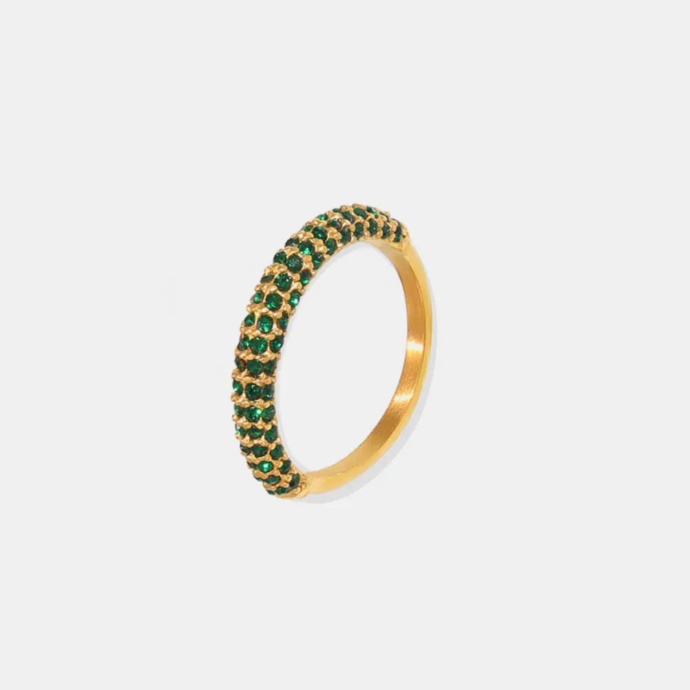 Bague zircon élégante, acier inoxydable