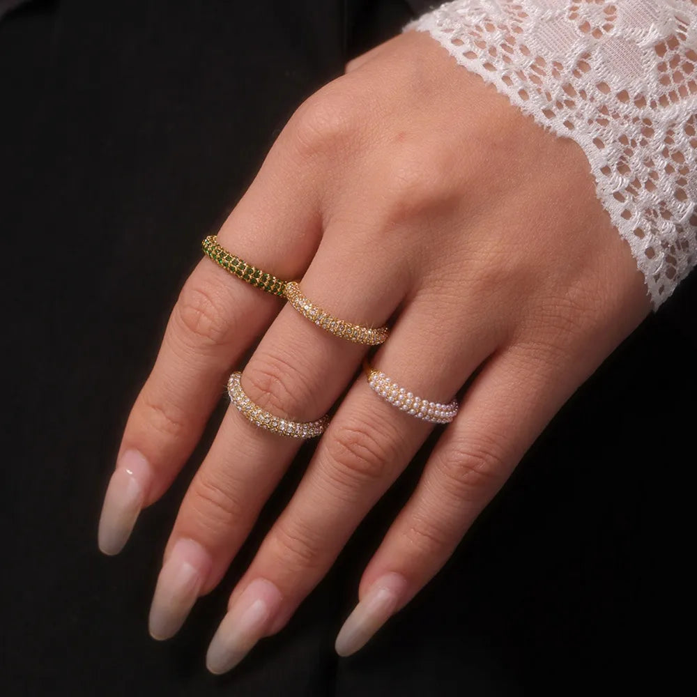 Bague zircon élégante, acier inoxydable